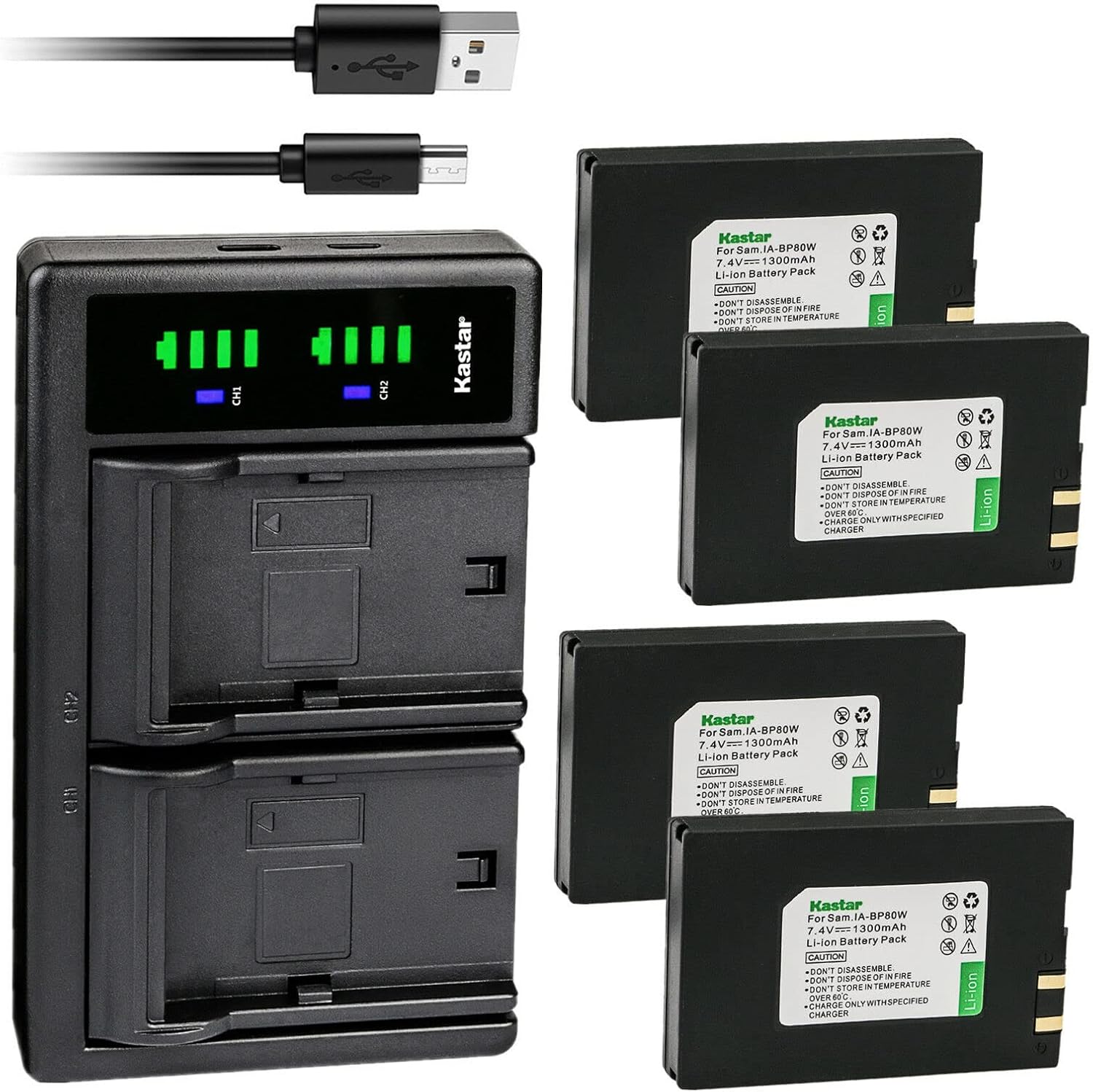 Kastar 4-Pack Battery and LTD2 USB Charger for Samsung Devices