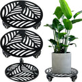 12 in Metal Plant Caddy 2-Pack - Heavy Duty Rolling Plant Stands