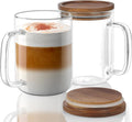 Large Glass Coffee Cups with Acacia Lid