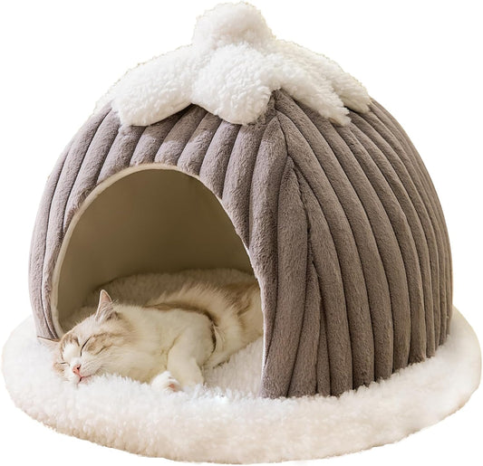 Pumpkin Cat Cave Bed - Machine Washable, Cozy Dome for Indoor Cats