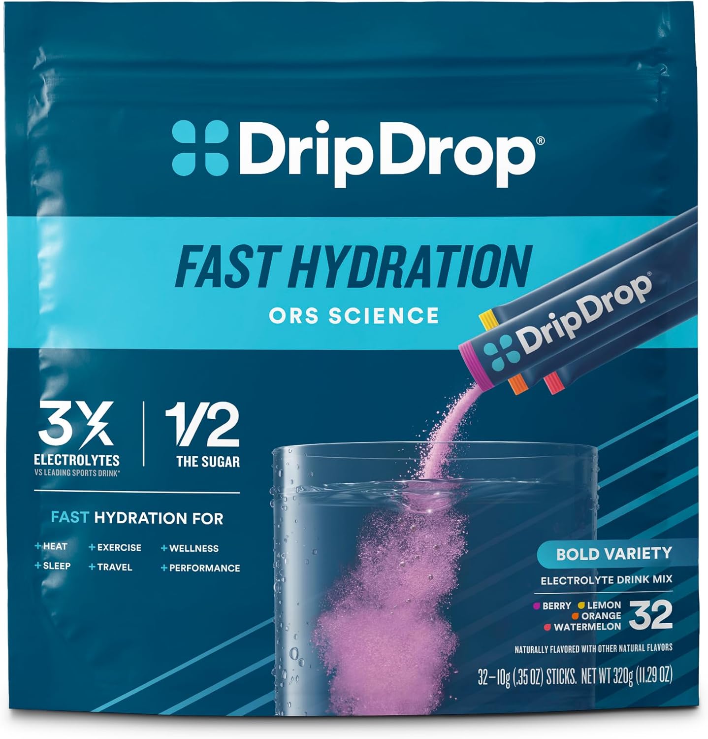 DripDrop Hydration Packets - Bold Variety Pack for Fast Hydration