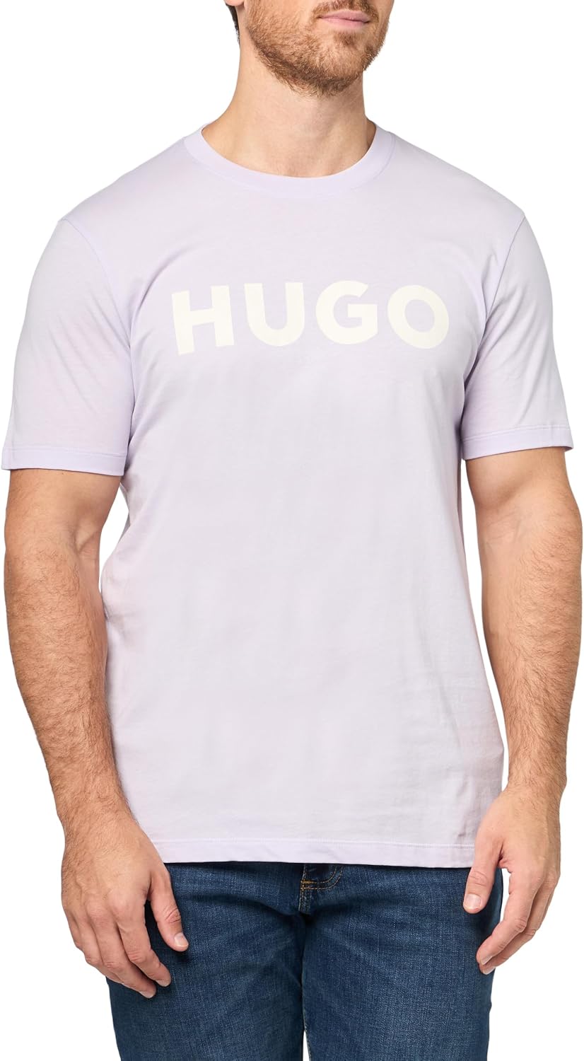 HUGO Mens Print Logo Short Sleeve T-Shirt for Casual Style