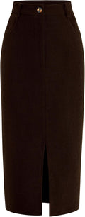 Corduroy Skirt for Women High Waisted Pencil Midi - Office Staple