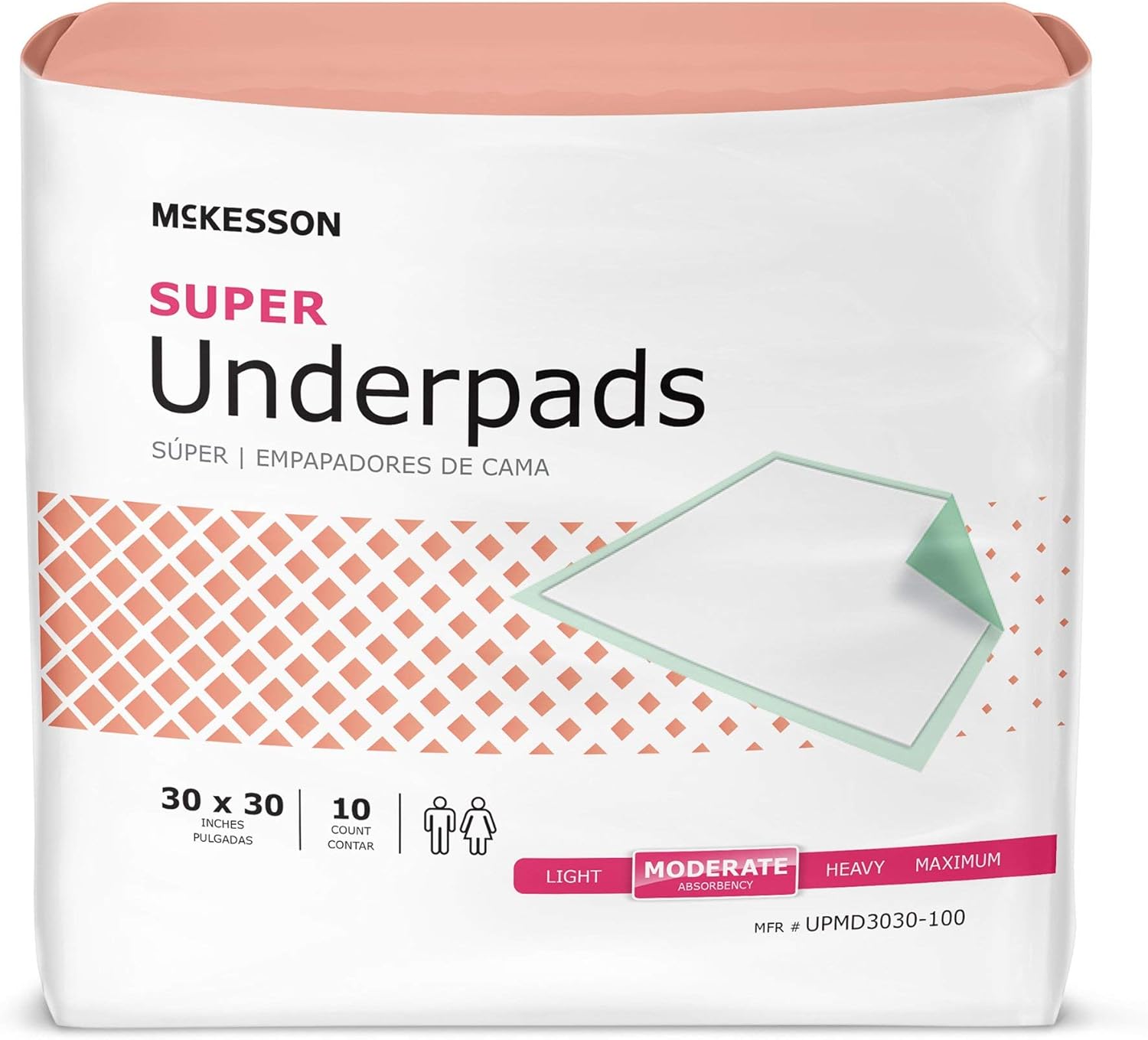 McKesson Super Underpads for Incontinence Bed Protection 30x30