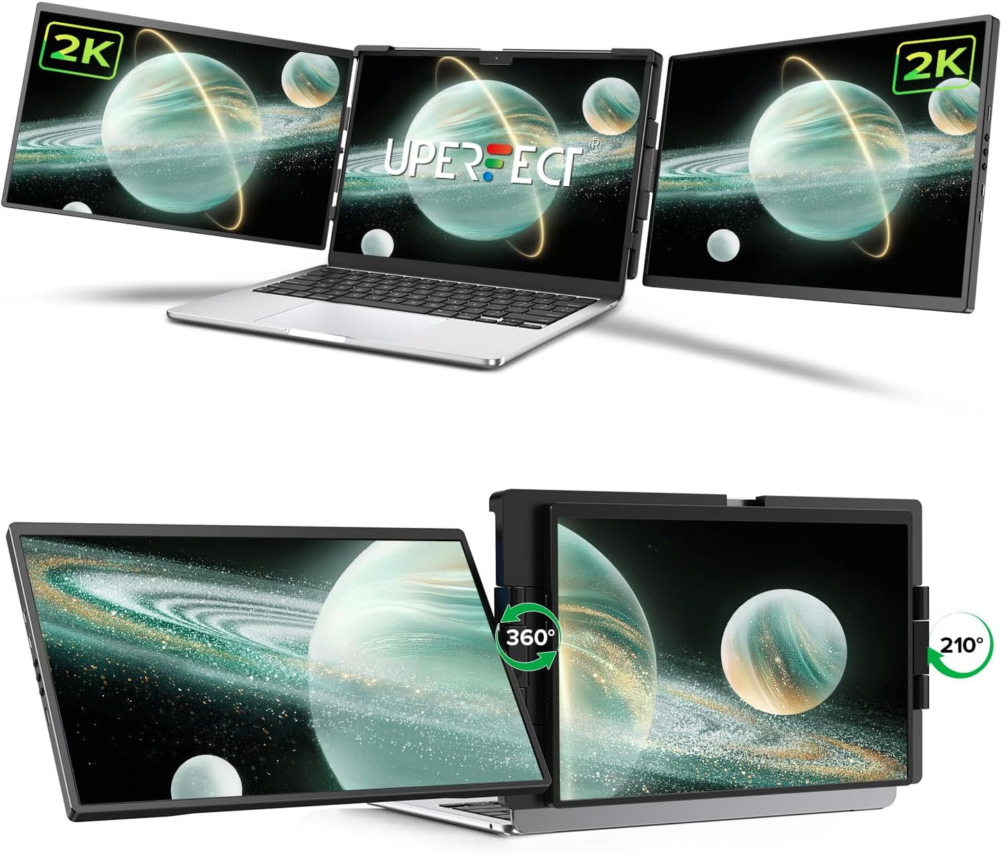 UPERFECT 2K 14 Triple Monitor Swivel - Boost Productivity!