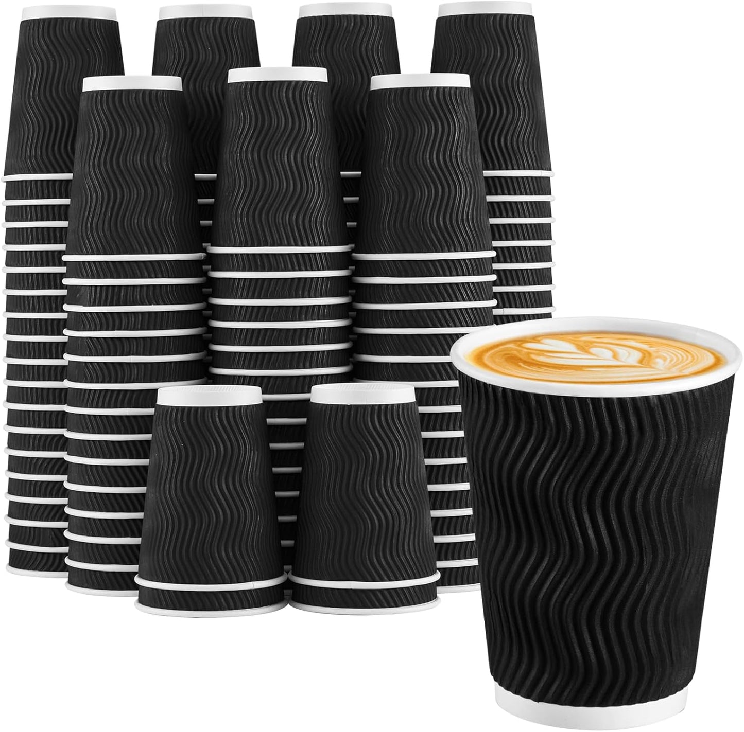 12 oz Black Ripple Cups - Insulated Pack of 100