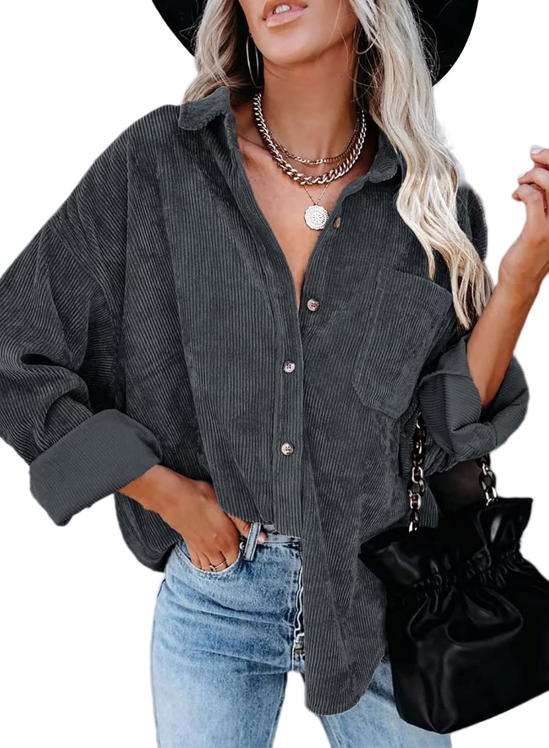 Astylish Women Corduroy Shirts for Casual Long Sleeve Style