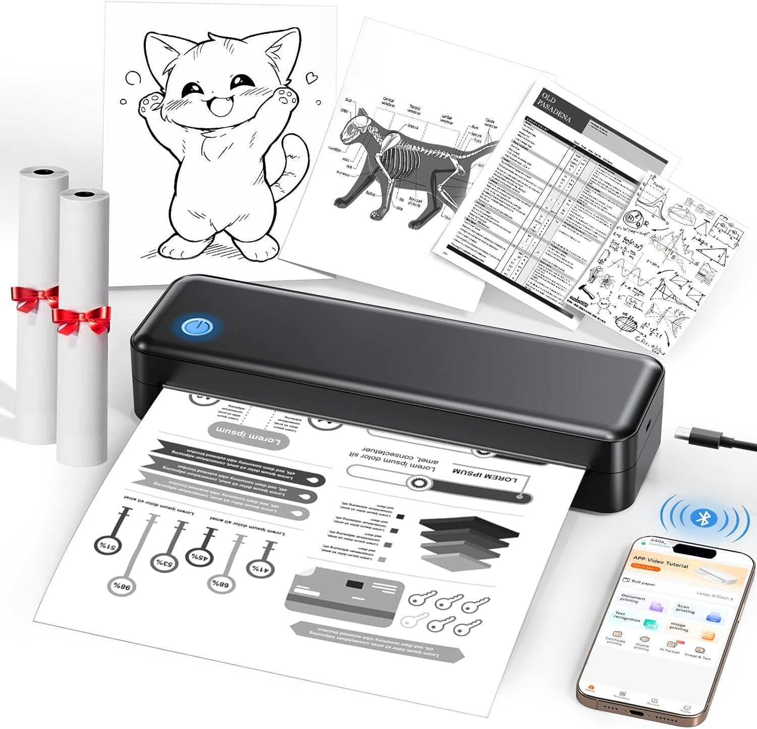 Portable Wireless Printer for Travel - Inkless Thermal Printing