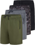 Men's Mesh Athletic Zipper Shorts 4 Pack - Comfortable Workout Fit