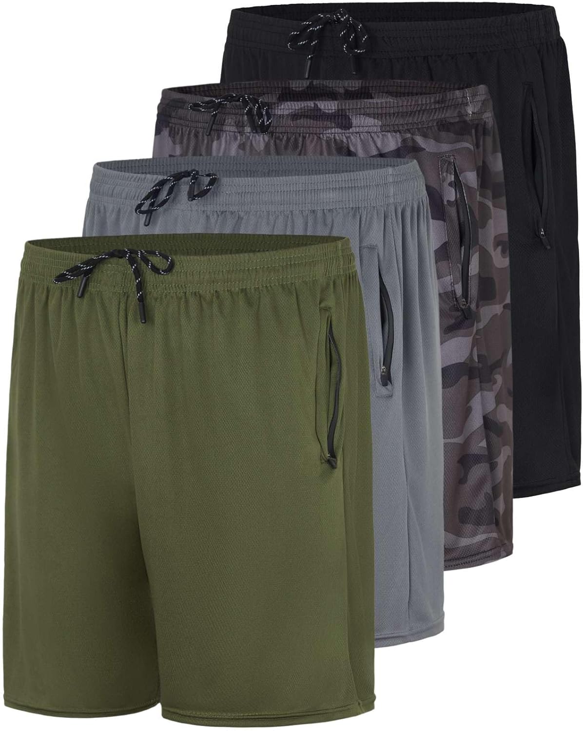 Men's Mesh Athletic Zipper Shorts for Workout and Running