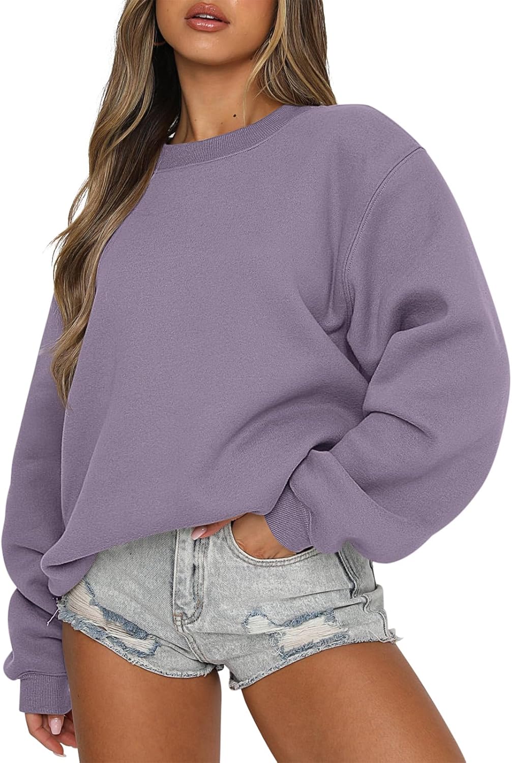 Womens Sweatshirts Crewneck Fleece Oversized Pullover Tops