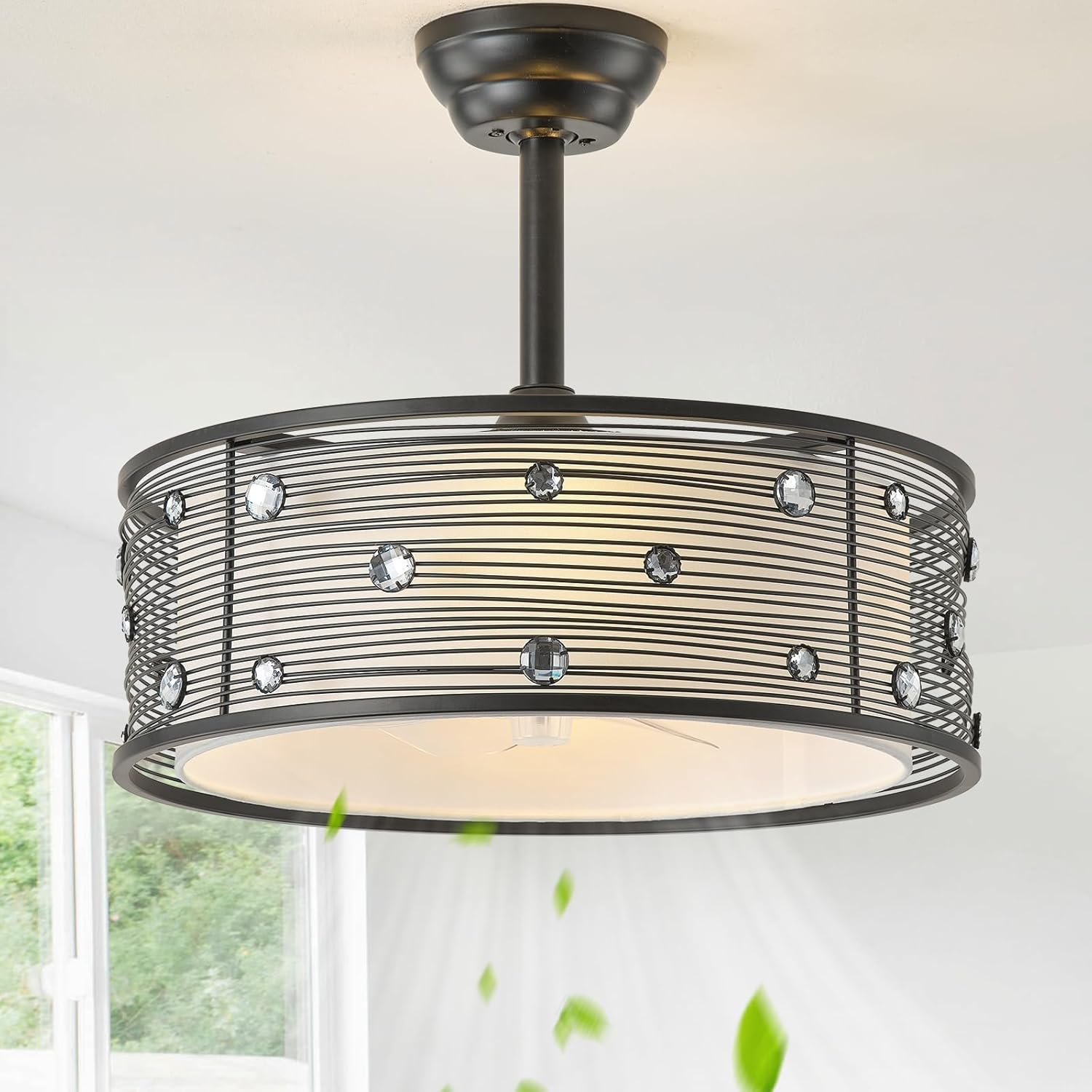 20in Black Fandelier Ceiling Fan with Light for Modern Homes