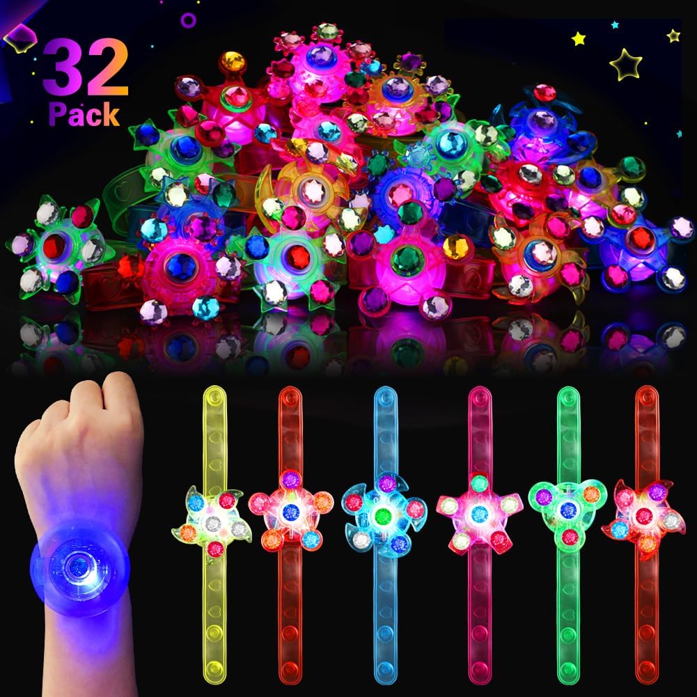 32-Pack LED Fidget Spinner Bracelets for Kids - Glow Party Fun!