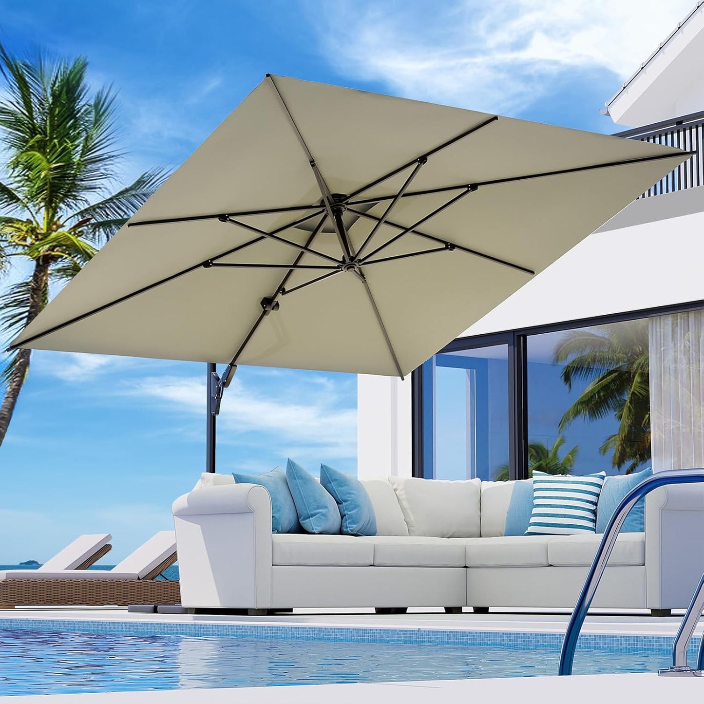 COSIEST 10ftx10ft Patio Umbrella with 360 Rotation for Outdoor Use