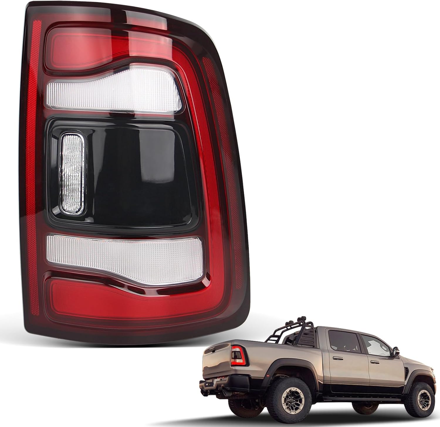 LED Taillights Assembly for RAM 2500, 2019 2020 Black Bezel