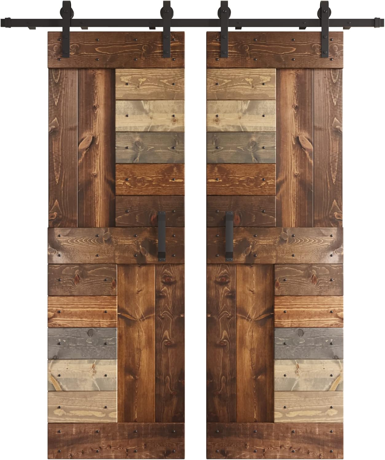 Knotty Pine Wood Sliding Barn Door with Hardware Kit - 84 in