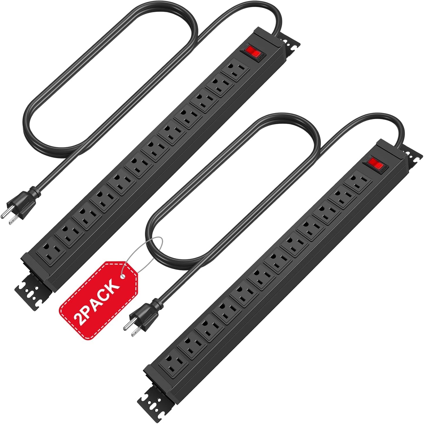 12 Outlet Wall Mount Surge Protector with 10ft Power Cord