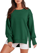 Oversized Crew Neck Sweatshirt Women Loose Slit Long Sleeve Casual