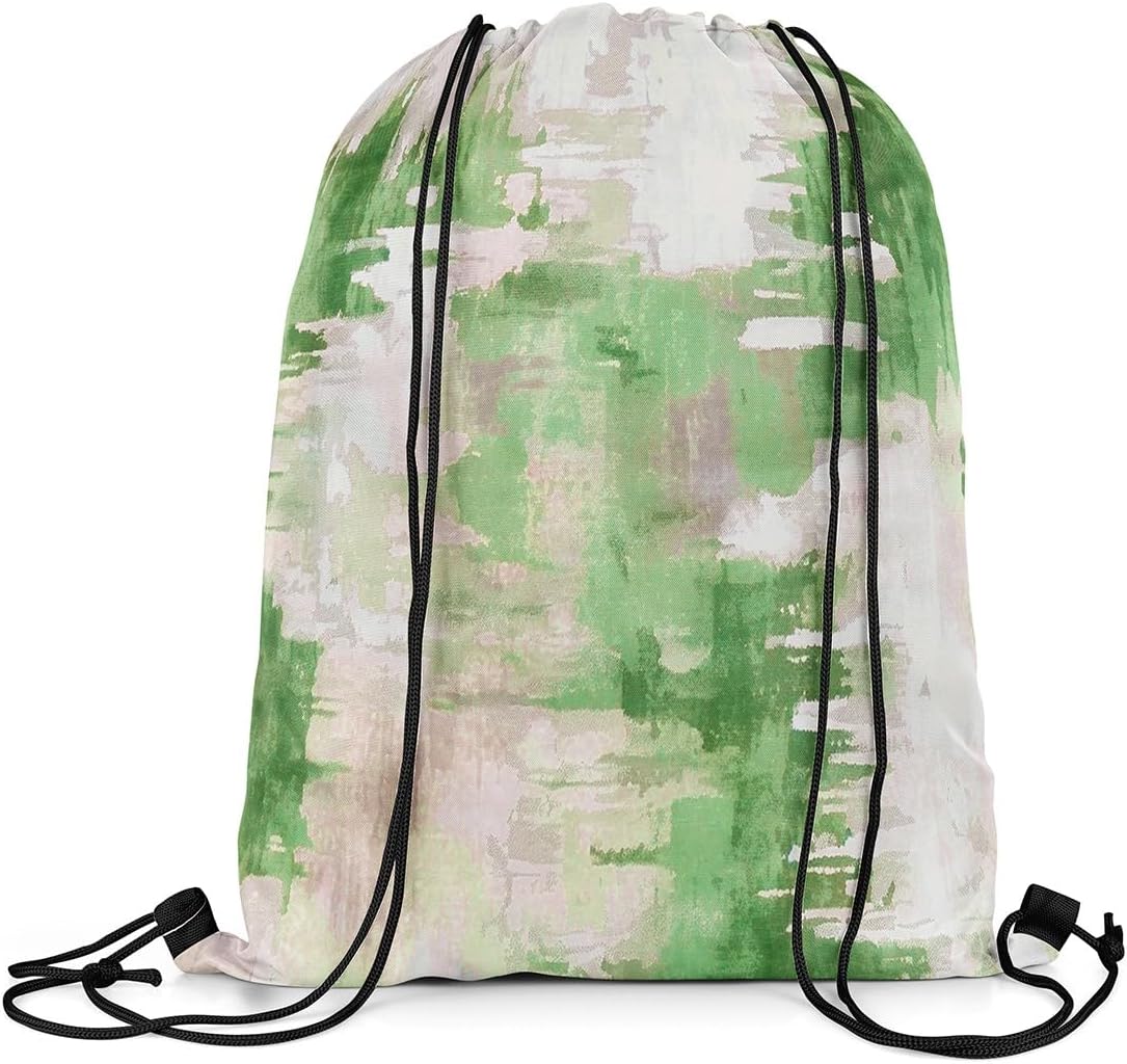 Jade Green Abstract Drawstring Backpack: Stylish & Functional
