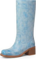 Mid Calf Boots for Women Chunky Block Heel Square Toe (Style 4SPV)