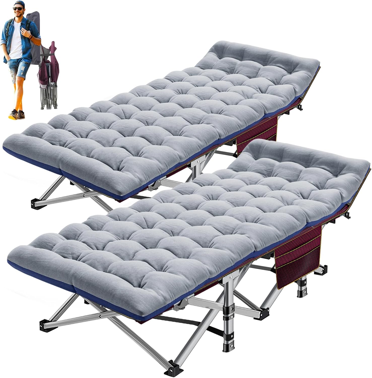 ABORON Folding Camping Cot for Adults - Heavy Duty 500lb Capacity