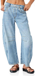 Baggy Boyfriend Jeans for Women - Vintage Wide Leg Ankle Denim