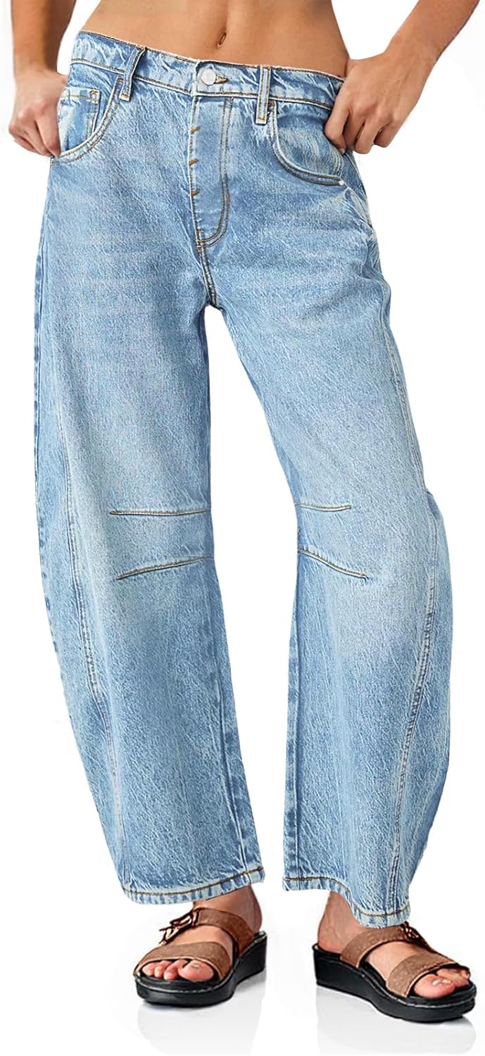 PLNOTME Women's Baggy Boyfriend Jeans for Vintage Style Lovers