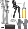 Heavy Duty Metal Zip Ties Tool Kit with 150pcs Stainless Steel Ties