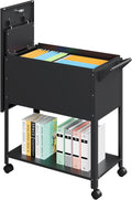 Rolling File Cart with Wheels Hanging Files - Mobile Metal Filing