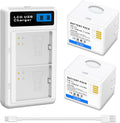 A-1 A-1B A-1C Battery and LCD Dual Charger 2-Pack - Longer Runtime