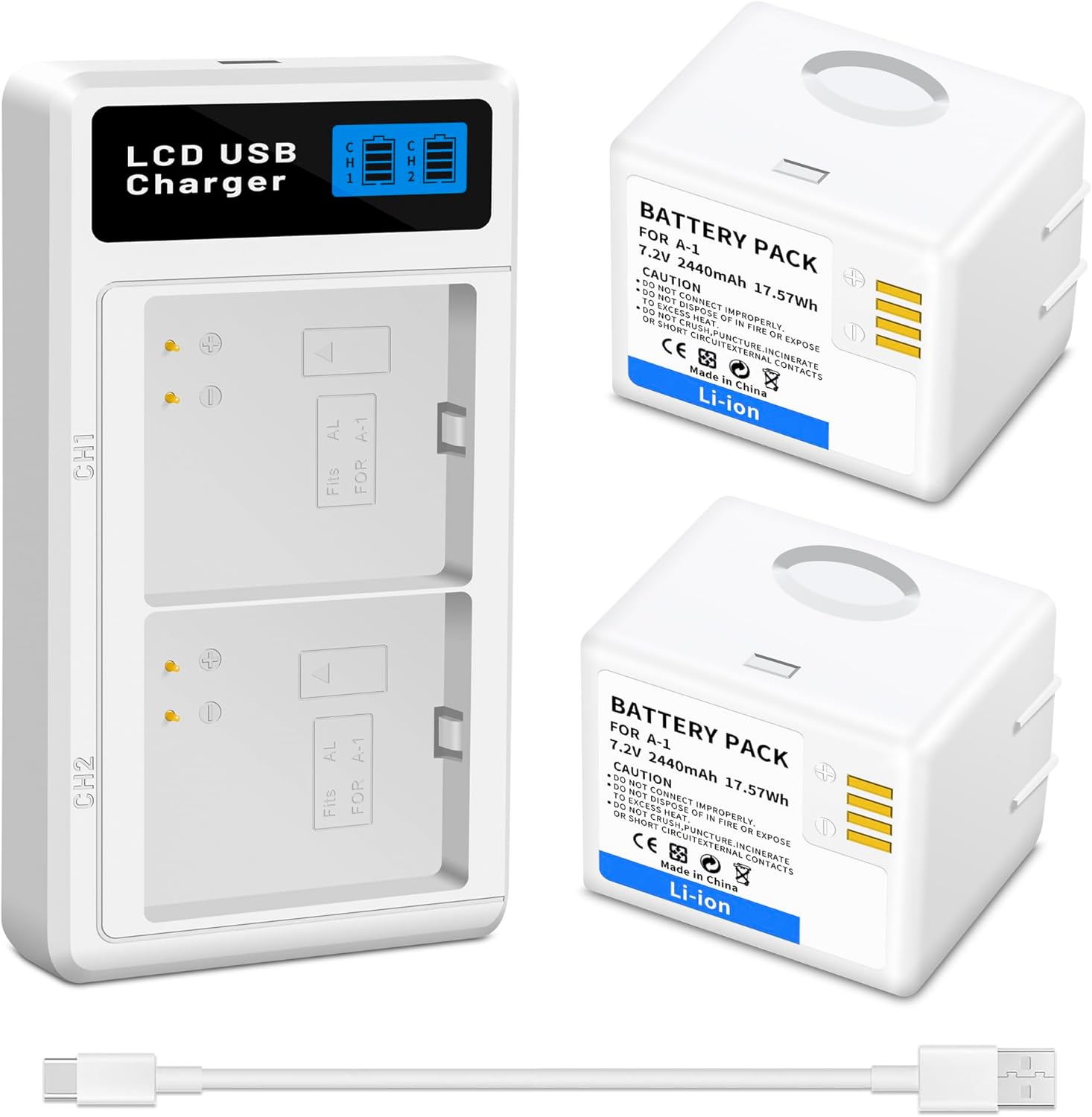 2-Pack A-1 A-1B A-1C Battery Charger for Arlo Pro Cameras