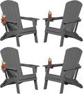 Folding Adirondack Chair Set 4 - Weatherproof HDPE Comfort