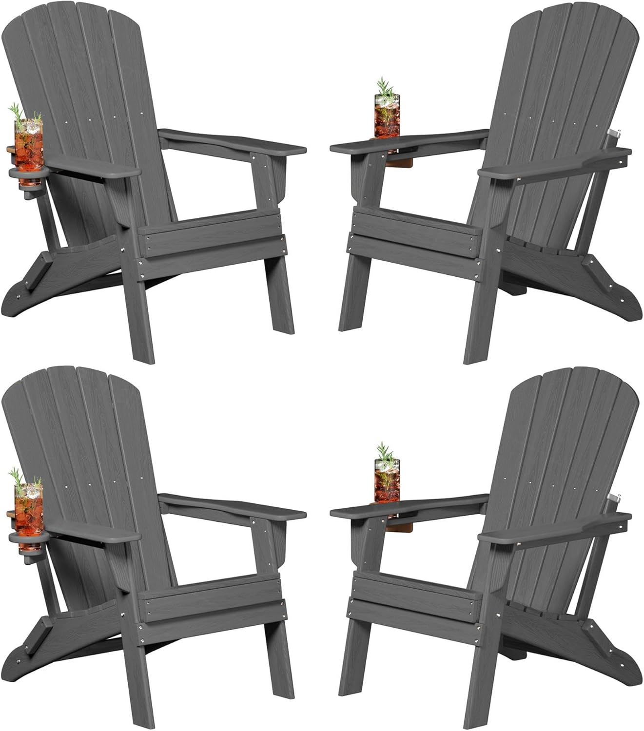Folding Adirondack Chair Set with Cup Holder for Comfort