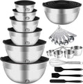 Mixing Bowls Set 27PCS Stainless Steel with Lids and Baking Tools