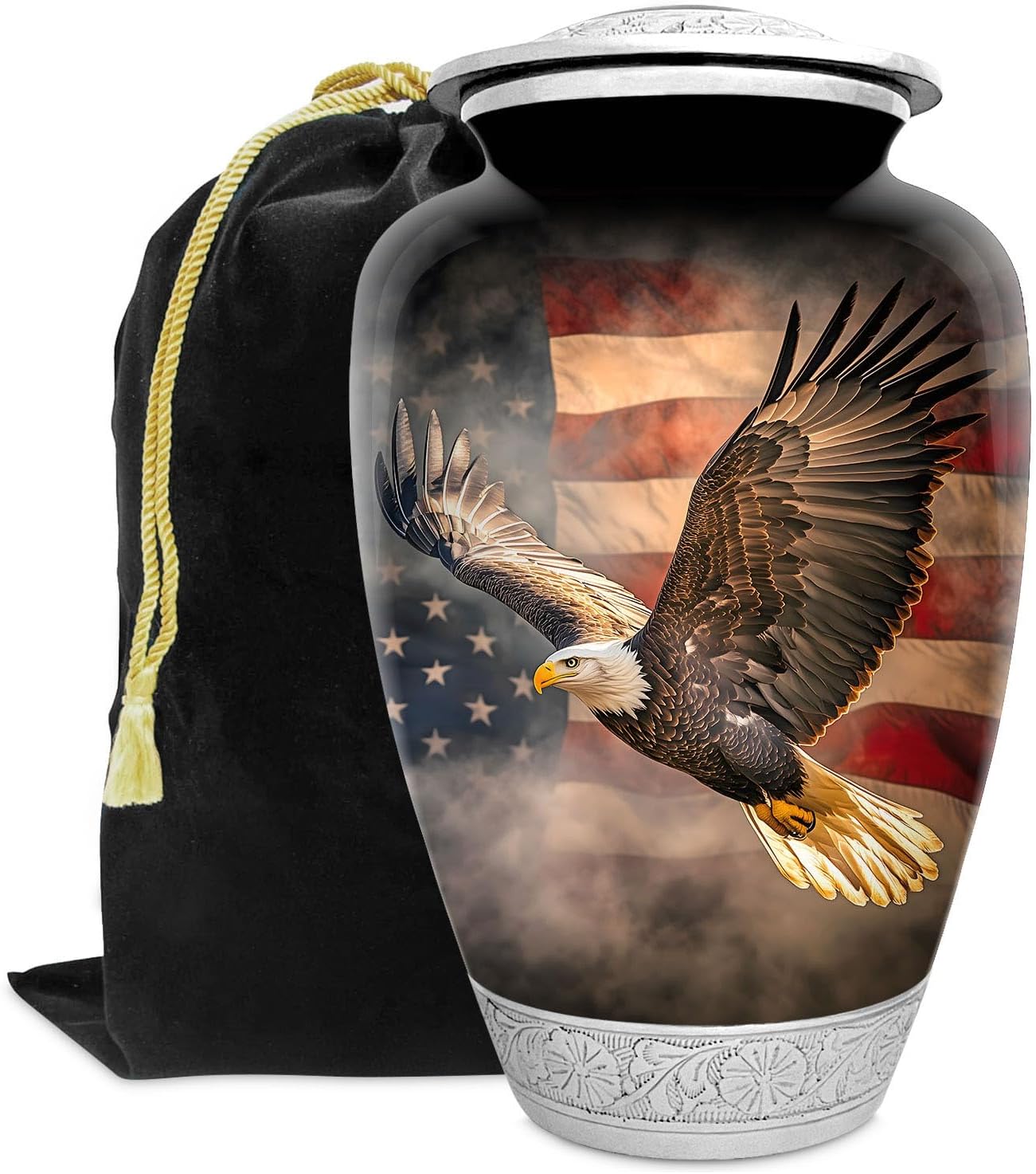 American US Flag Patriotic Eagle Urn for Human Ashes - Large
