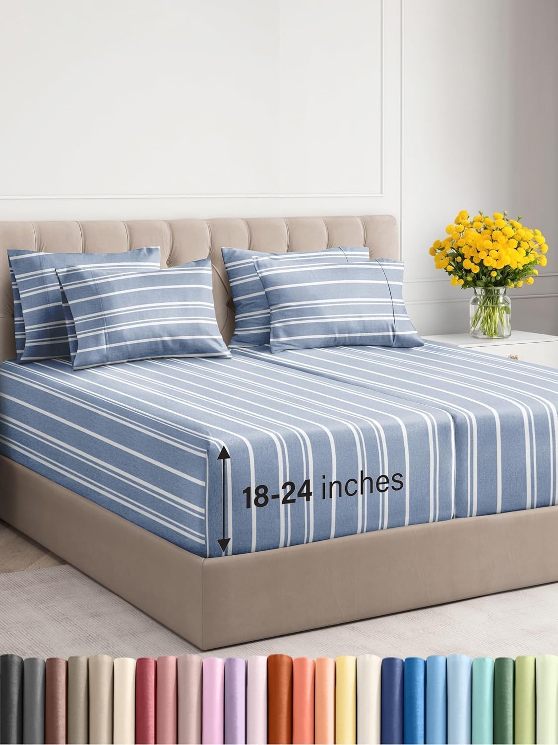 Extra Deep Split King Sheet Set - 7 Piece Luxury Bedding