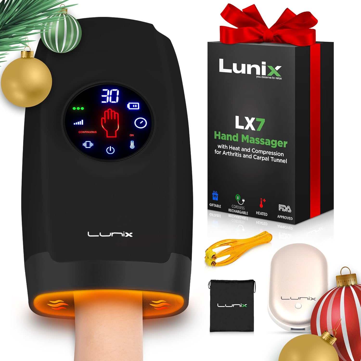 Lunix LX7 Electric Hand Massager for Pain Relief and Relaxation