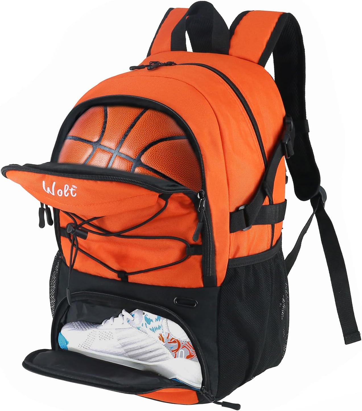 WOLT Basketball Backpack with Separate Ball Holder & Shoes Compartment