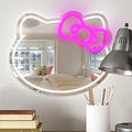 Anime Cat Mirror Neon Sign for Cute Room Decor and Gifts