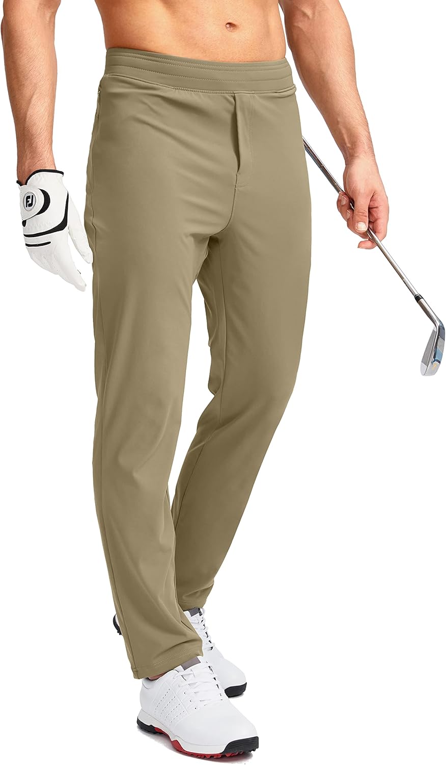 Pudolla Men's Golf Pants Stretch Sweatpants with Zipper Pockets