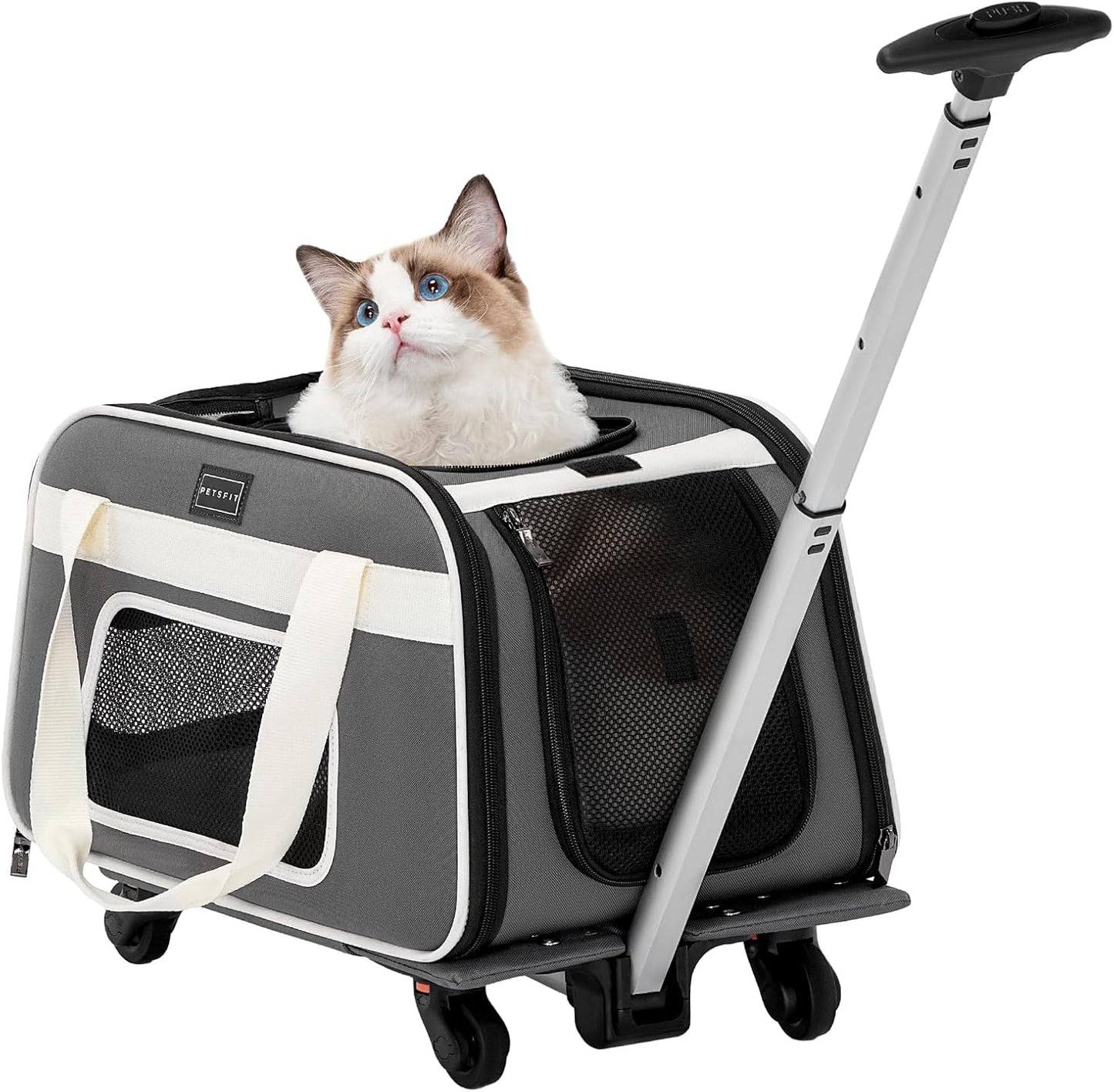 PETSFIT Airline Approved Cat Carrier with Wheels for Travel