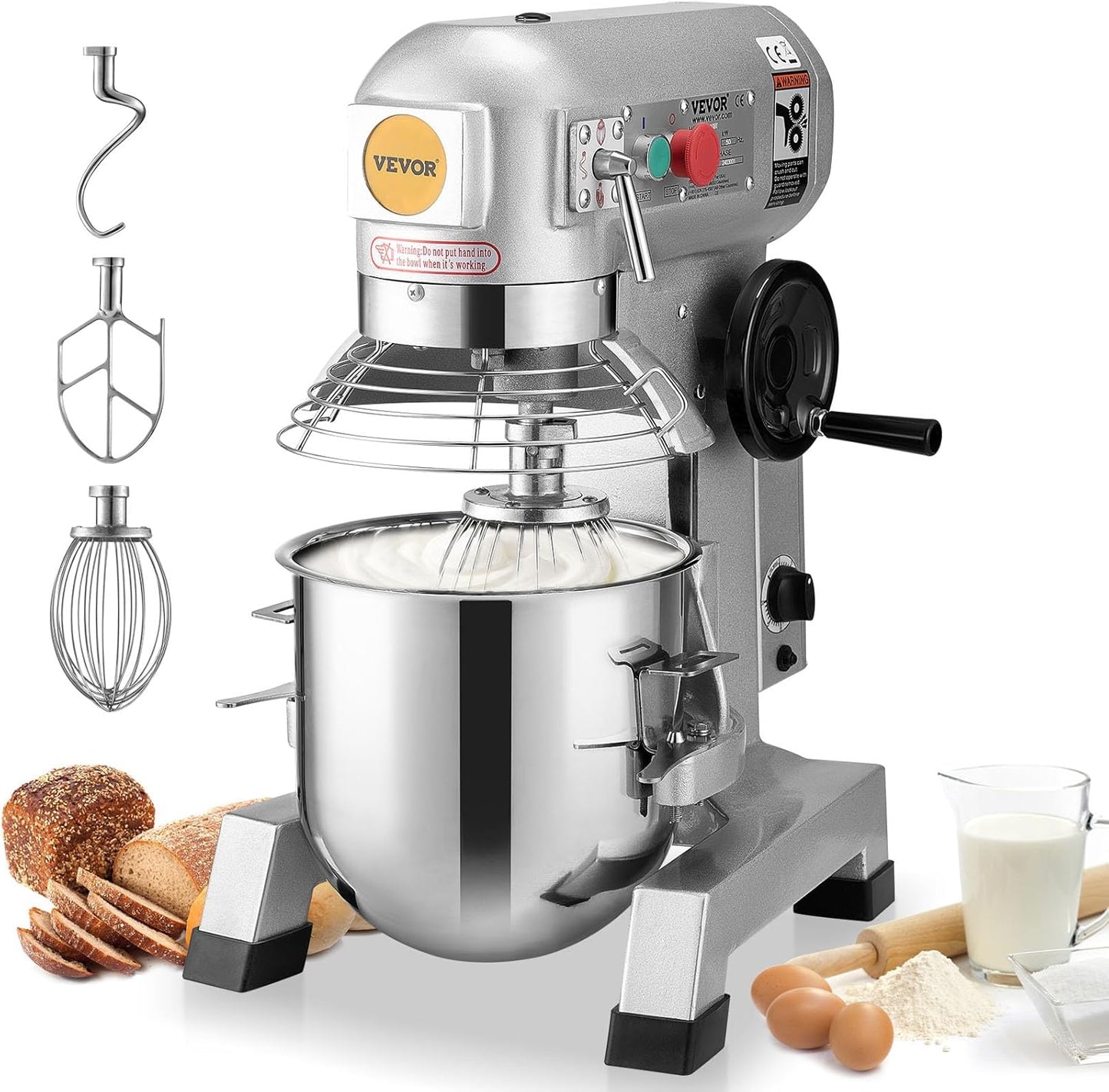 VEVOR Commercial Food Mixer with 15Qt Capacity and Timer