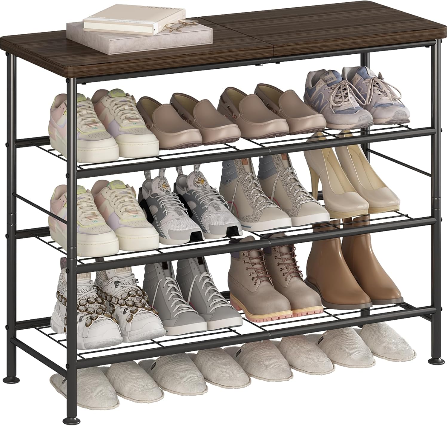 Multifunctional 4 Tier Shoe Rack Organizer for Entryway Storage
