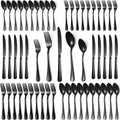 Black Silverware Set 50 Pc Flatware for 10 - Mirror Polished