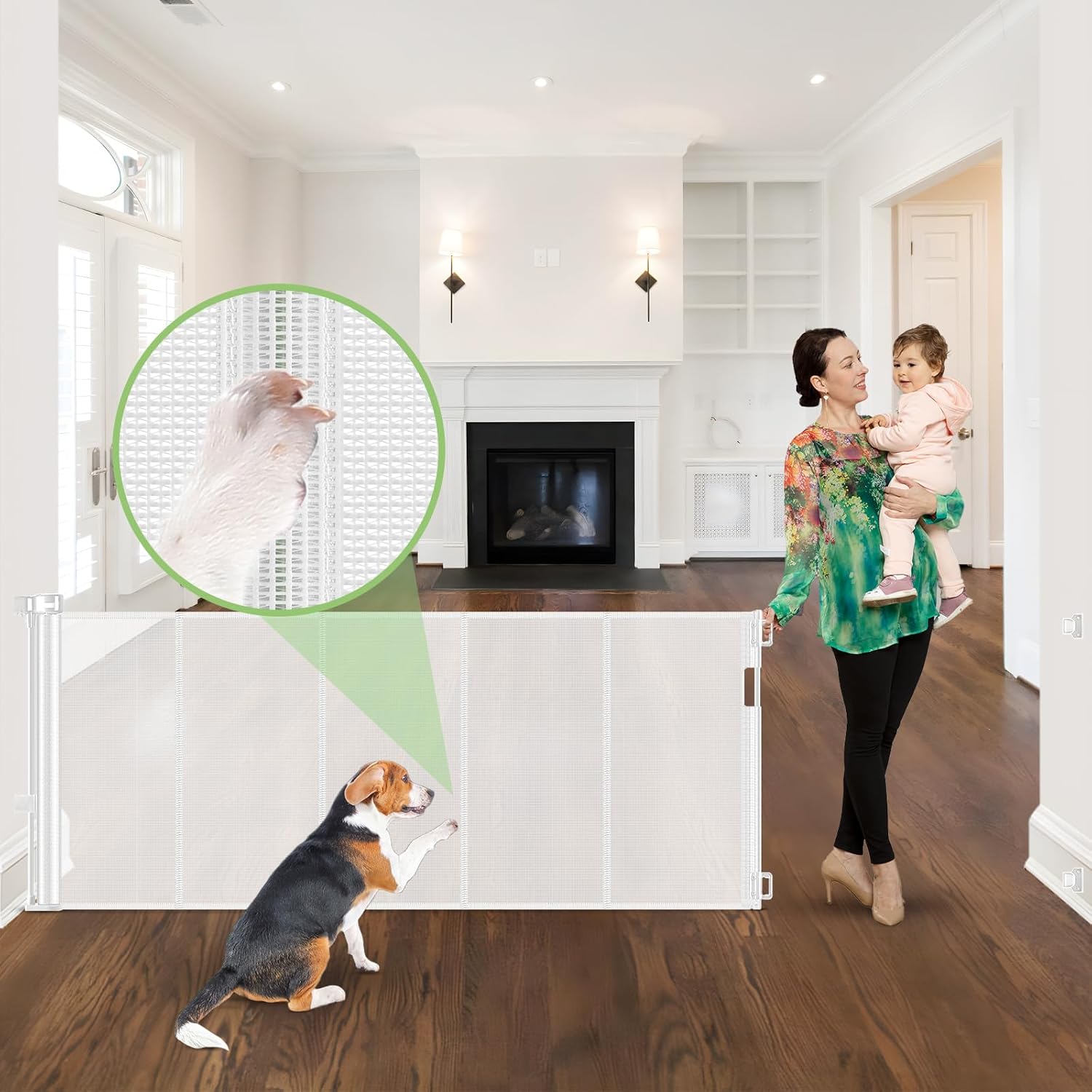 Reinforced 96in Wide Retractable Baby Gate for Pets and Kids