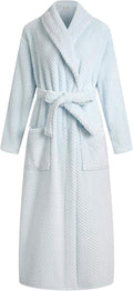 Women's Plush Soft Warm Fleece Bathrobe Robe - Cozy Shawl Collar
