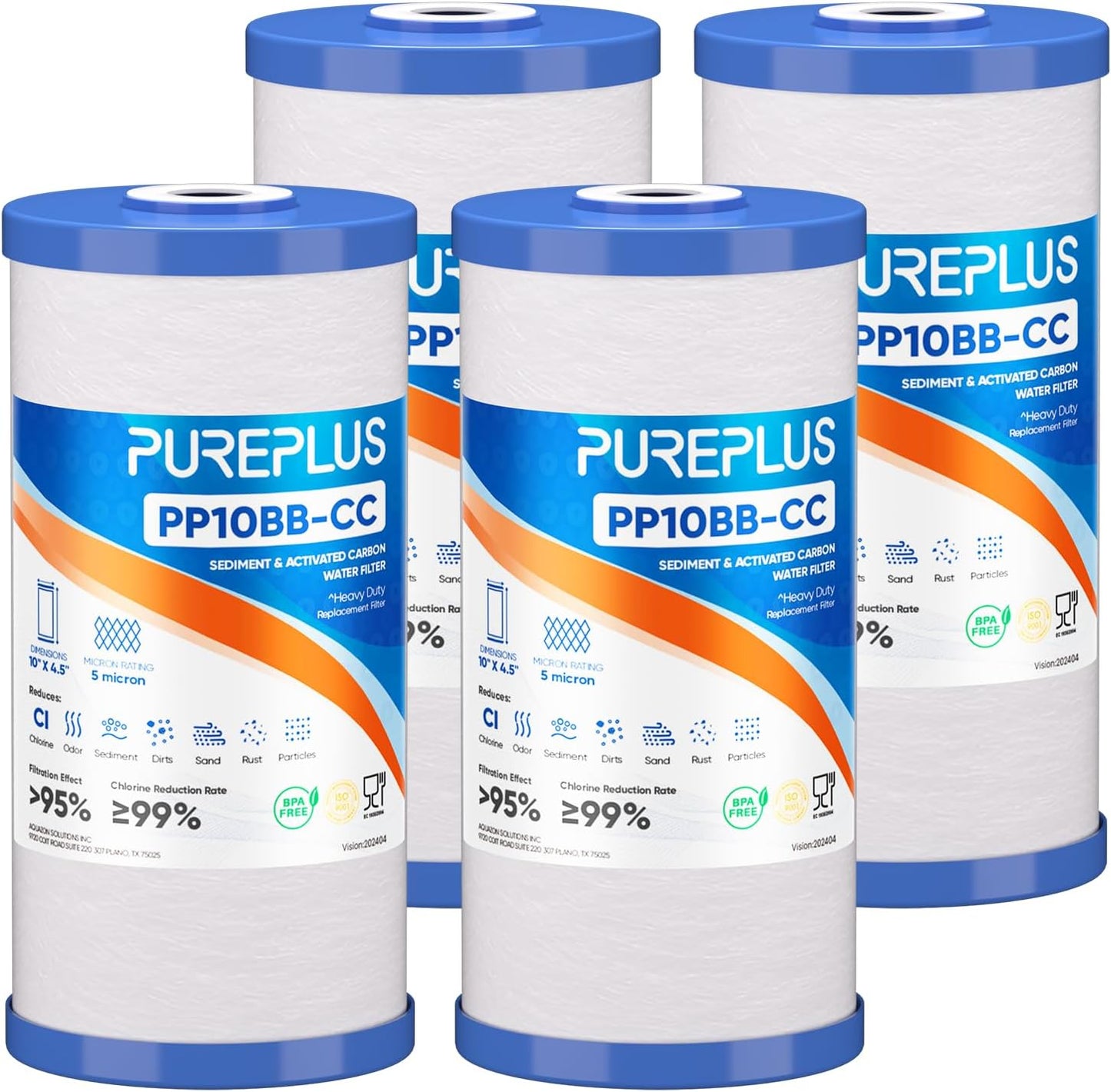 PUREPLUS 5 Micron 10in x 4.5in Whole House Water Filter Cartridge