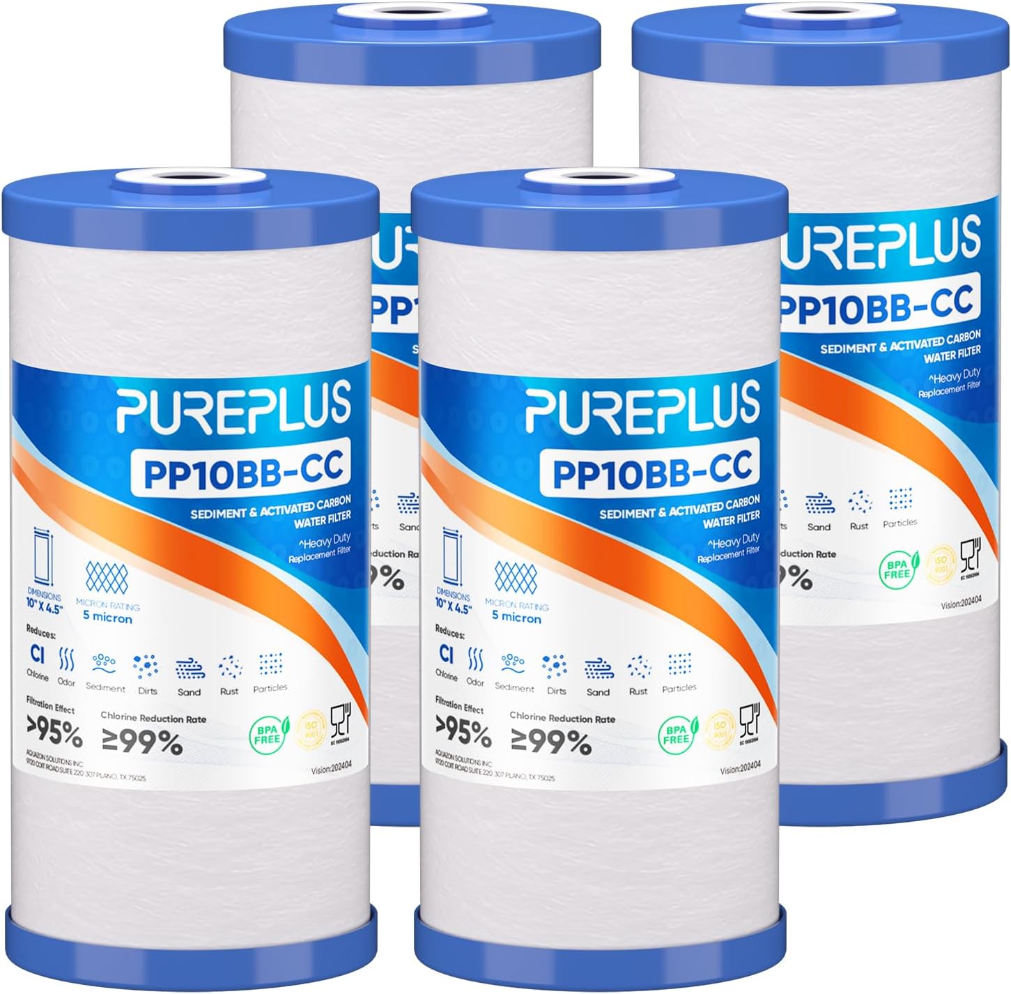 PUREPLUS 5 Micron 10in x 4.5in Whole House Water Filter Cartridge