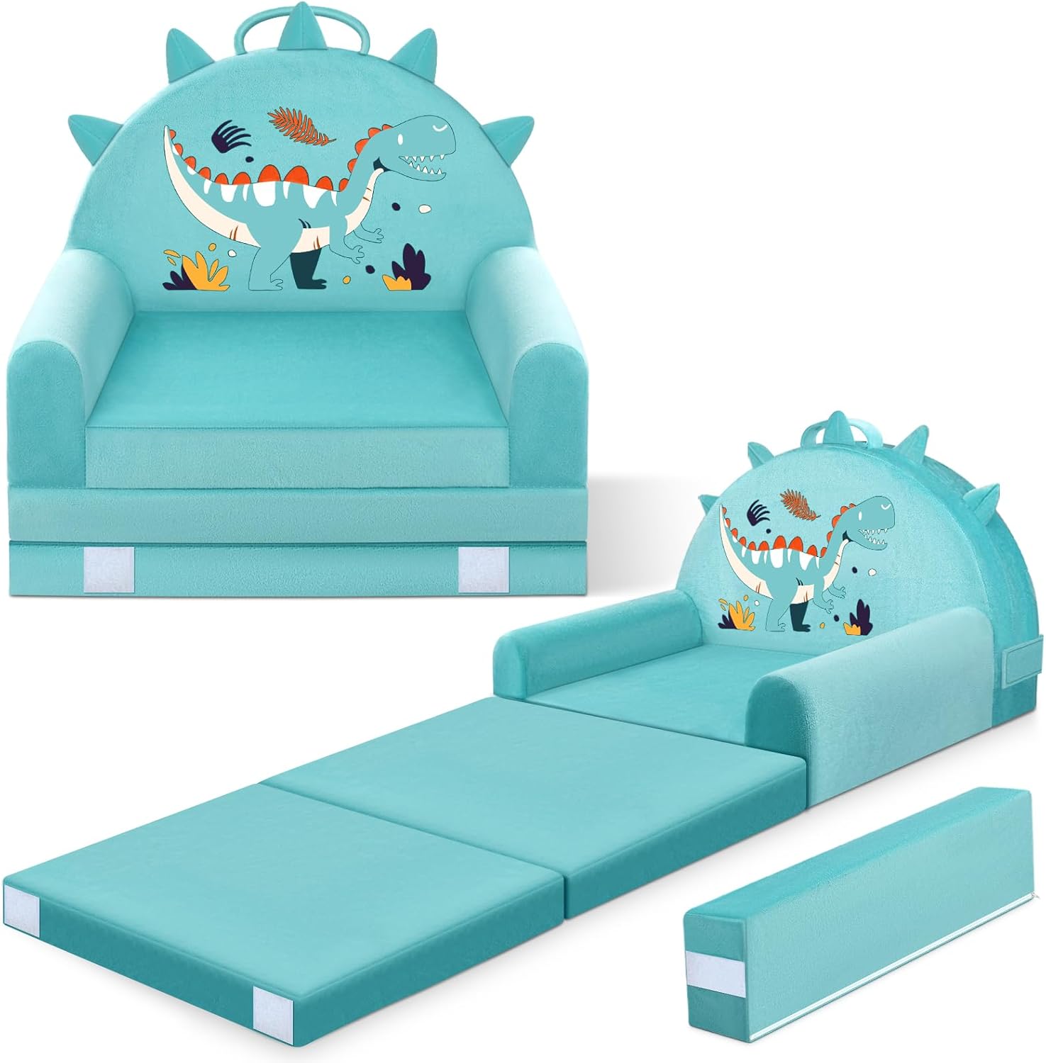 Dinosaur Kids Sofa Bed with Removable Cover for Cozy Playtime