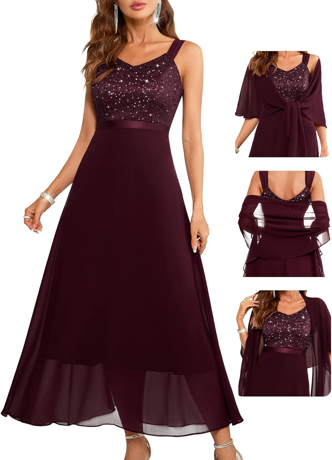 BeryLove Elegant Sequin Cocktail Dress for Wedding Guests
